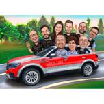 Groep Cartoon rijdende auto