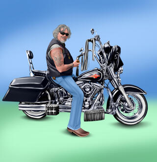 Full Body Person Portrait on Motorcycle from Photos with Colored Background