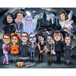 Cartão de caricatura de grupo de Halloween