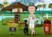 Cadeau caricature de patron en vacances