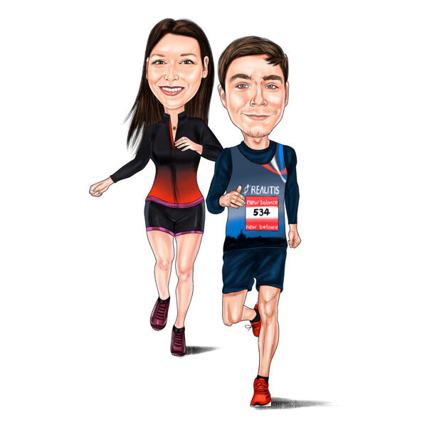 Zwei Personen joggen Cartoon
