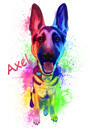 Lustiger Deutscher Schäferhund-Aquarell-Cartoon vom Foto