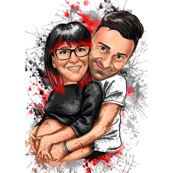 Portrait de couple enceinte à l'aquarelle