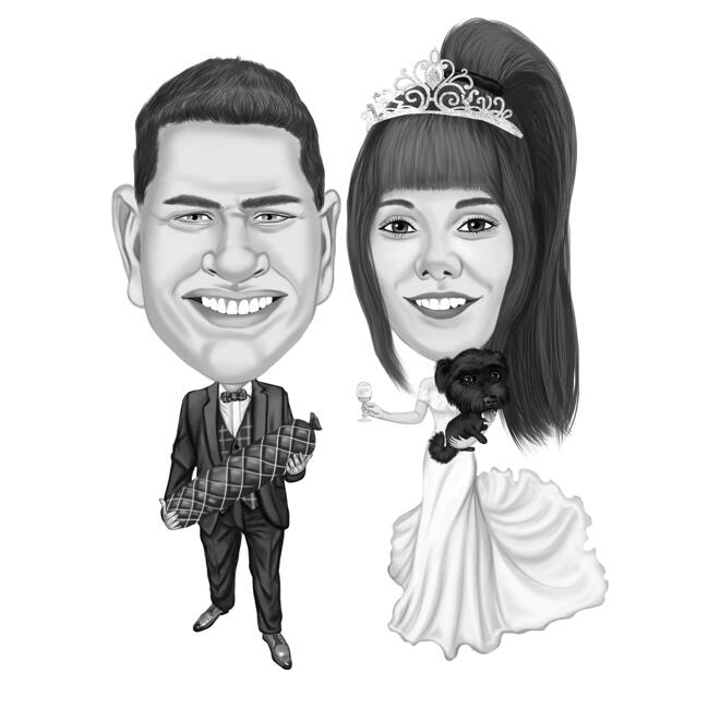 Funny Wedding Caricature Hand-Drawn from Photos
