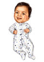 Карикатура на новорожденного в цветном стиле, нарисованная вручную из фотографий