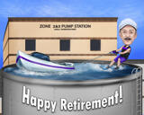 Custom Full Body Colored Style Caricature with Pool or Bathroom Background
