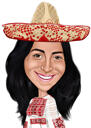 Mexická karikatura na sobě sombrero