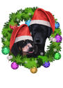 Christmas Dog Wreath Caricature