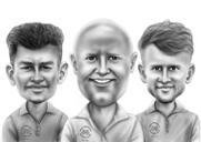 Any Profession Three Persons Caricature in Black and White Style