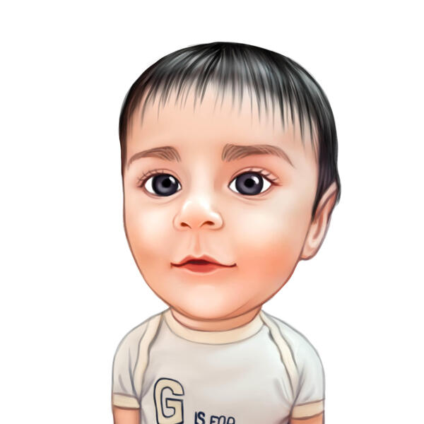 Portrait de dessin animé de bébé en bas âge dans le style de couleur à partir de photos