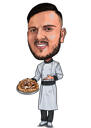 Food Lover Caricature Gift in Color Style from Photo