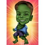 Зеленый супергерой детский рисунок