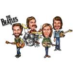 Beatles-karikatyyri: Musiikki-instrumentit -kuva