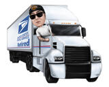 Truck Driver Caricature on Custom Background