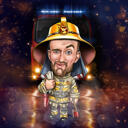 Exaggerated Firefighter Caricature