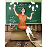 Ritratto di insegnante di matematica che lancia carta