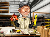 Desen Handyman cu fundal personalizat și instrumente