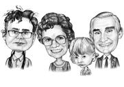 Retrato de dibujos animados de abuelos con niños