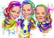 Pastel akvarel familie tegning