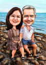 Portrait caricatural d'amis avec vue sur la nature