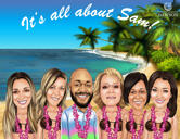 Group of 6 People Caricature in Colored Style from Photos