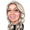 Frau mit lockigem Haar Karikatur im Farbstil von Fotos
