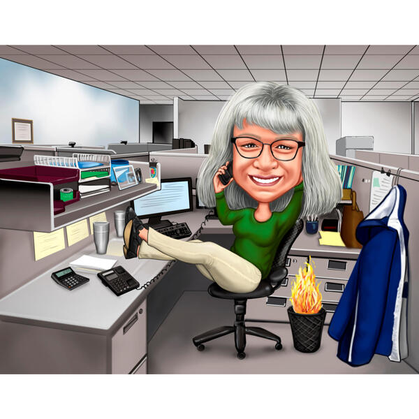 Caricatura de trabalhador de contabilidade personalizada em estilo de cor com fundo