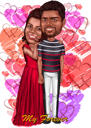 Romantic Couple Valentine's Day Cartoon Portrait