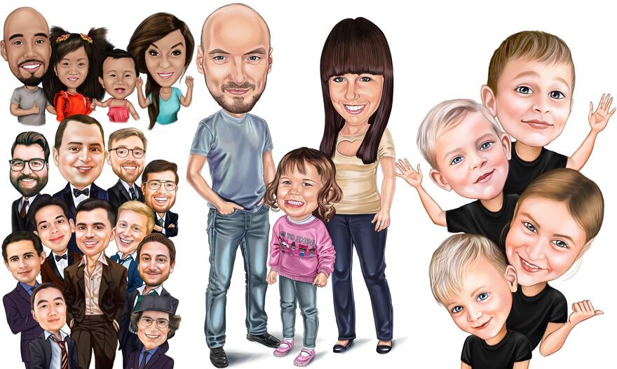 3+ Persons Caricature
