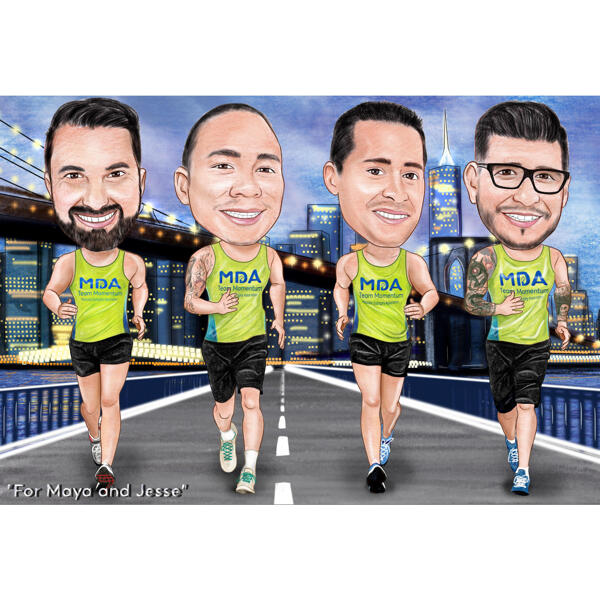 Caricatura de grupo de jogging