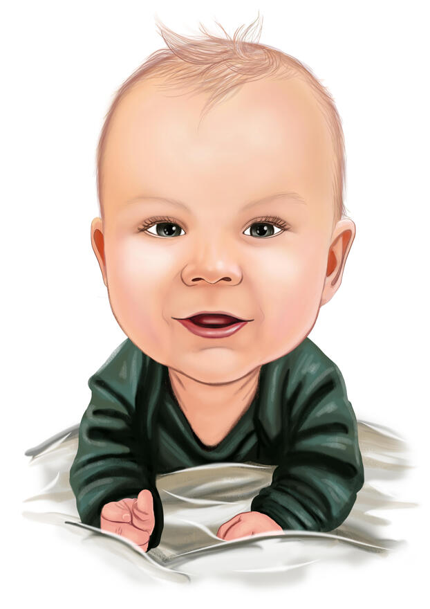 Infant Baby Cartoon Portrait in Color Style from Photos