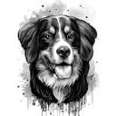 Custom Black and White Dog Portrait – Watercolor Pet Art from Photo