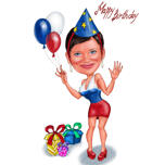 Garota engraçada com balões de aniversário