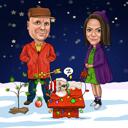 Custom Christmas Couple Caricature