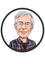 Avatar-logo-cartoon in zwarte cirkel