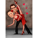 Caricatura de casal de dançarinos para amantes da dança