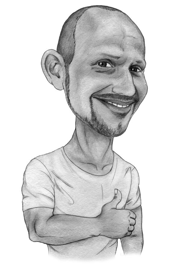 Black and White Cartoon Thumbs Up