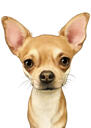 Portrait de dessin animé de Chihuahua personnalisé dessiné à la main dans un style coloré à partir de la photo