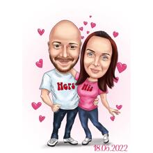 Caricatura de pareja de amor para él y ella Caricatura de pareja de amor para él y ella
