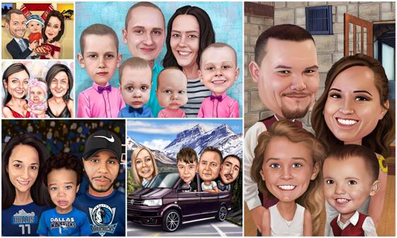 Caricature familiale personnalisée