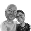 Hug Cartoon Drawing in Black and White Style from Photos