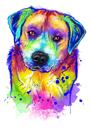 Suluboya Stilindeki Fotoğraflardan Özel Pet Etiketli Sevimli Köpek Karikatür Portresi