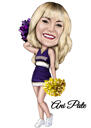 Baseball Cheerleader Caricature in Colored Style with Custom Background