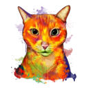 Portrait caricatural de chat roux