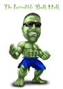 Green Man Superhero Caricature with Background