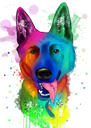 Akvarell stil schäferhund förlust med Halo porträtt handritad från foton