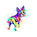 Retrato de Bulldog francés de acuarela de arco iris de cuerpo completo de fotos