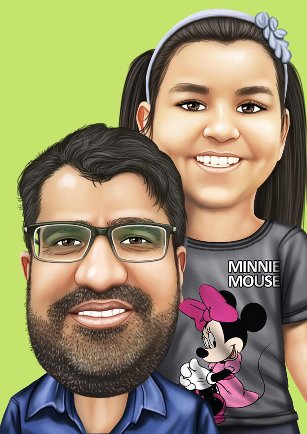 Father and Daughter Head and Shoulders Caricature from Photos in ...