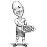 Caricatura de amante de la comida: Caricatura de hombre de pizza de fotos