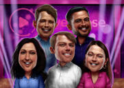 Custom Farewell Team Cartoon Portrait